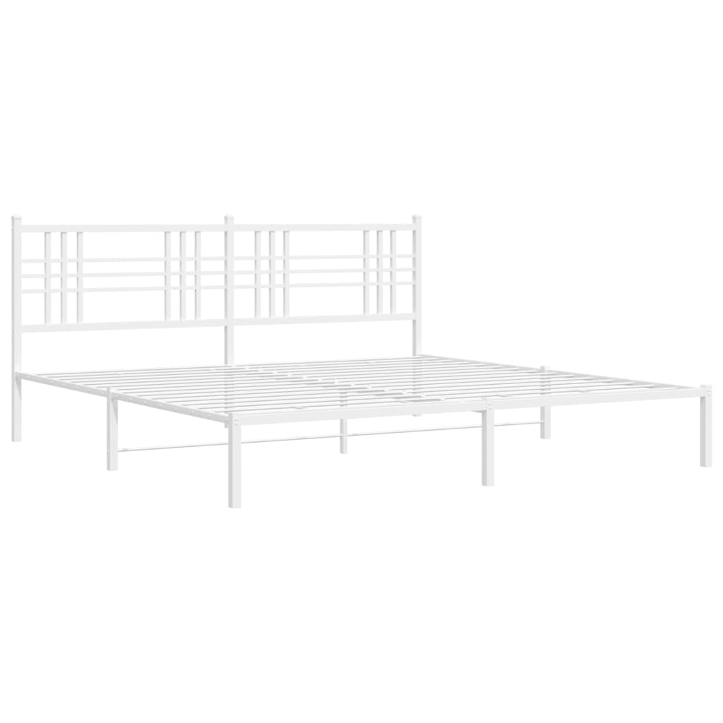 Bedframe met hoofdbord metaal wit 183x213 cm is nu te koop bij PeponiXL, paradijselijk wonen!