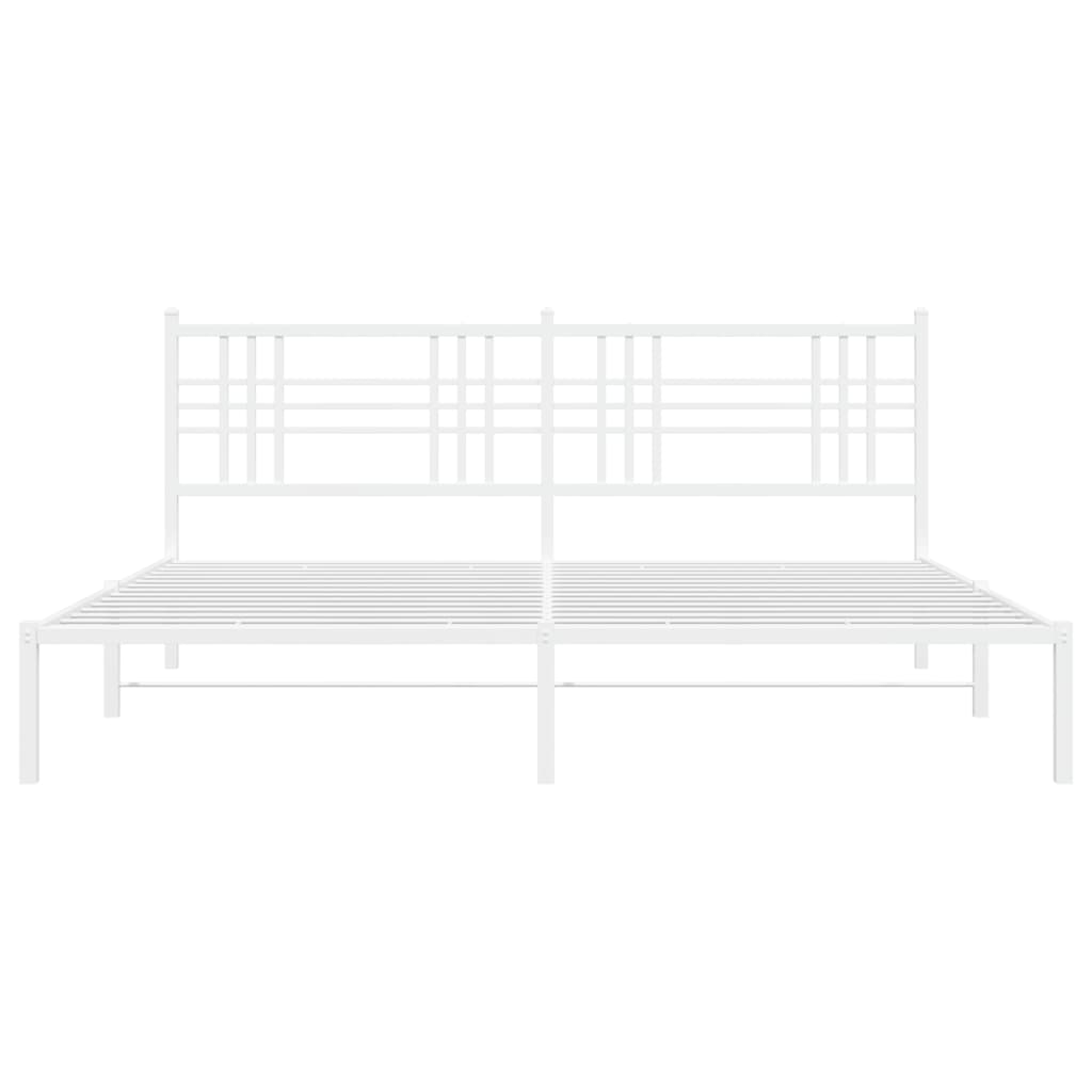 Bedframe met hoofdbord metaal wit 183x213 cm is nu te koop bij PeponiXL, paradijselijk wonen!