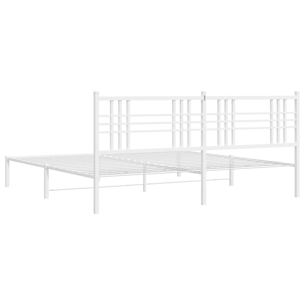 Bedframe met hoofdbord metaal wit 183x213 cm is nu te koop bij PeponiXL, paradijselijk wonen!