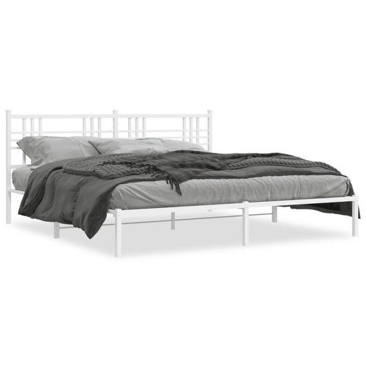 Bedframe met hoofdbord metaal wit 183x213 cm is nu te koop bij PeponiXL, paradijselijk wonen!
