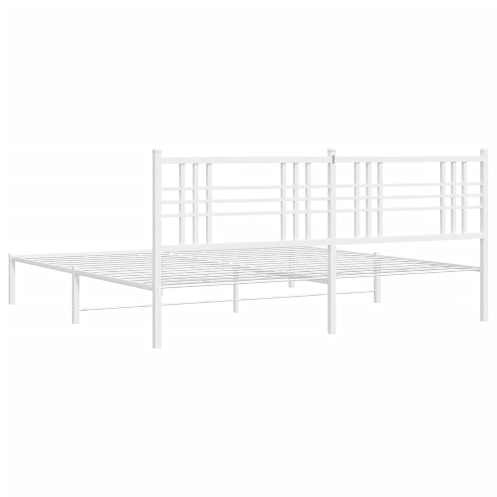 Bedframe met hoofdbord metaal wit 193x203 cm is nu te koop bij PeponiXL, paradijselijk wonen!
