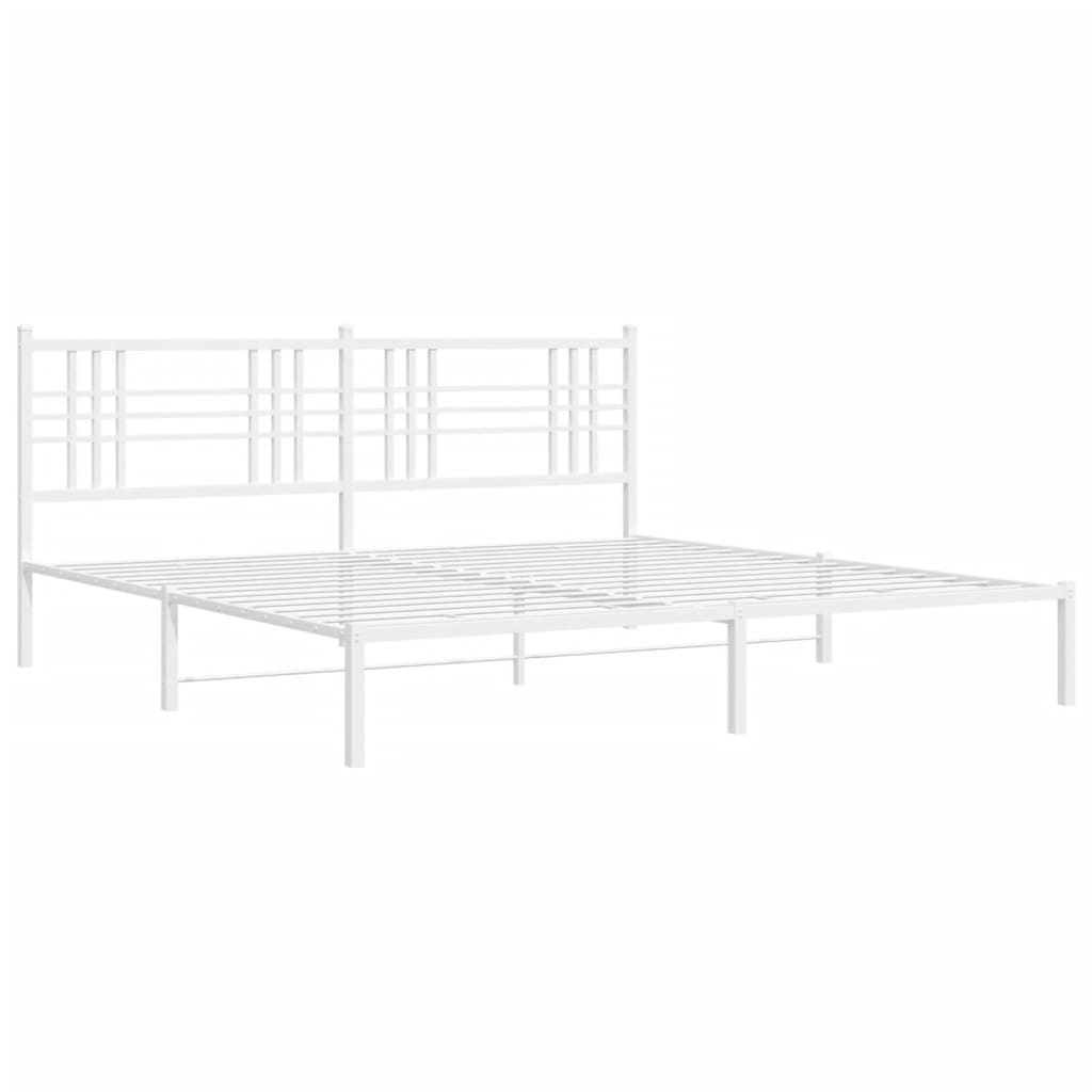Bedframe met hoofdbord metaal wit 200x200 cm is nu te koop bij PeponiXL, paradijselijk wonen!