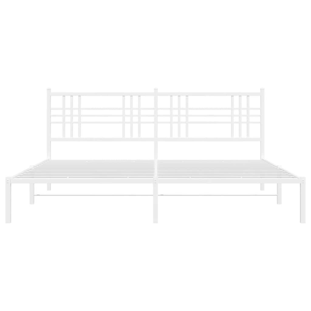 Bedframe met hoofdbord metaal wit 200x200 cm is nu te koop bij PeponiXL, paradijselijk wonen!