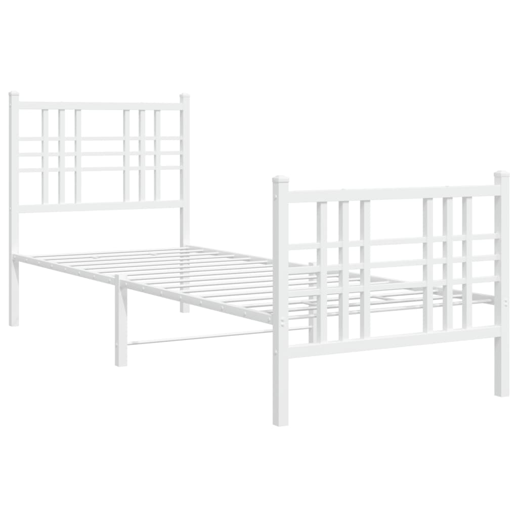 Bedframe met hoofd- en voeteneinde metaal wit 80x200 cm is nu te koop bij PeponiXL, paradijselijk wonen!
