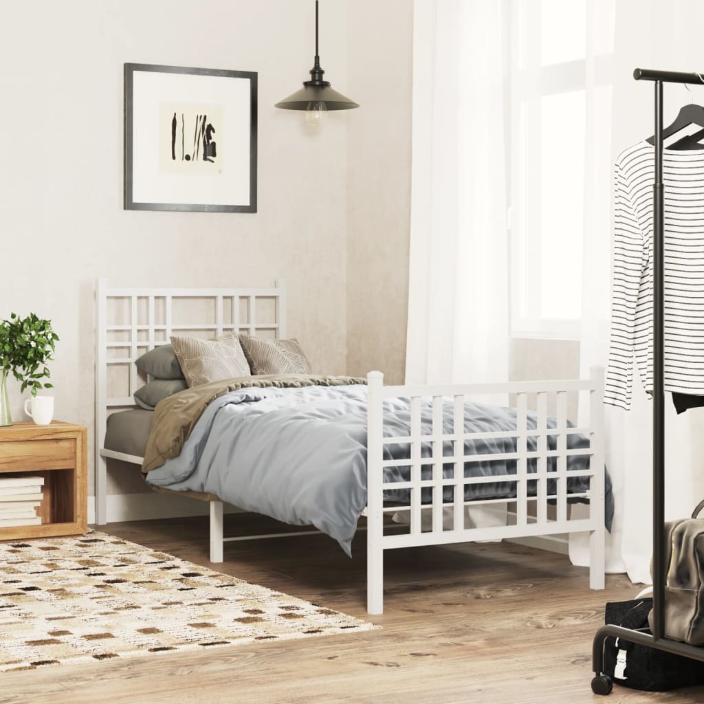 Bedframe met hoofd- en voeteneinde metaal wit 80x200 cm is nu te koop bij PeponiXL, paradijselijk wonen!