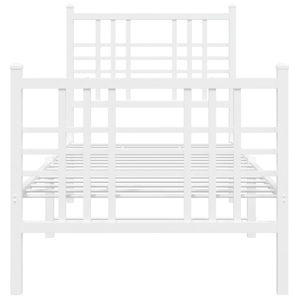 Bedframe met hoofd- en voeteneinde metaal wit 80x200 cm is nu te koop bij PeponiXL, paradijselijk wonen!