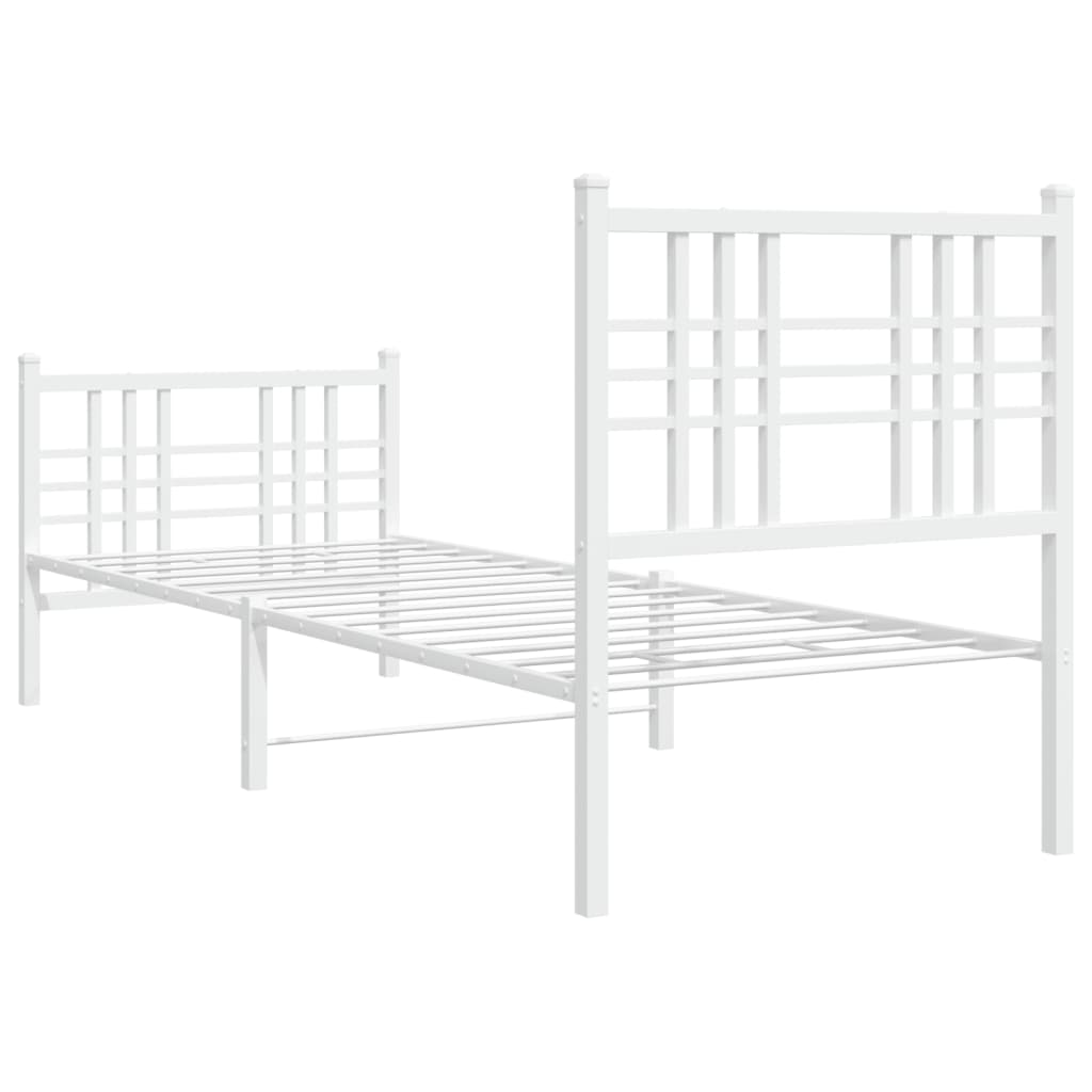 Bedframe met hoofd- en voeteneinde metaal wit 80x200 cm is nu te koop bij PeponiXL, paradijselijk wonen!