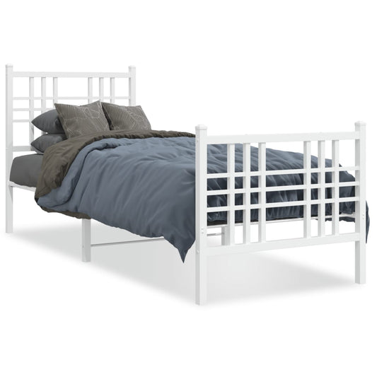 Bedframe met hoofd- en voeteneinde metaal wit 80x200 cm is nu te koop bij PeponiXL, paradijselijk wonen!