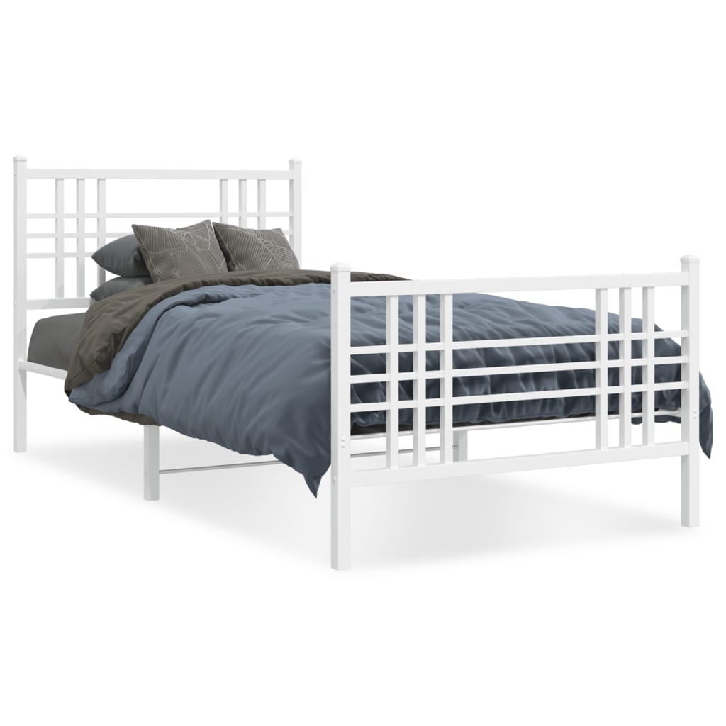 Bedframe met hoofd- en voeteneinde metaal wit 90x200 cm is nu te koop bij PeponiXL, paradijselijk wonen!