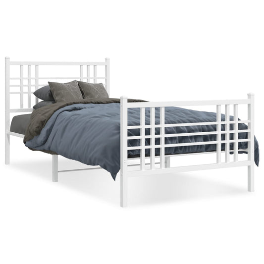 Bedframe met hoofd- en voeteneinde metaal wit 90x200 cm is nu te koop bij PeponiXL, paradijselijk wonen!
