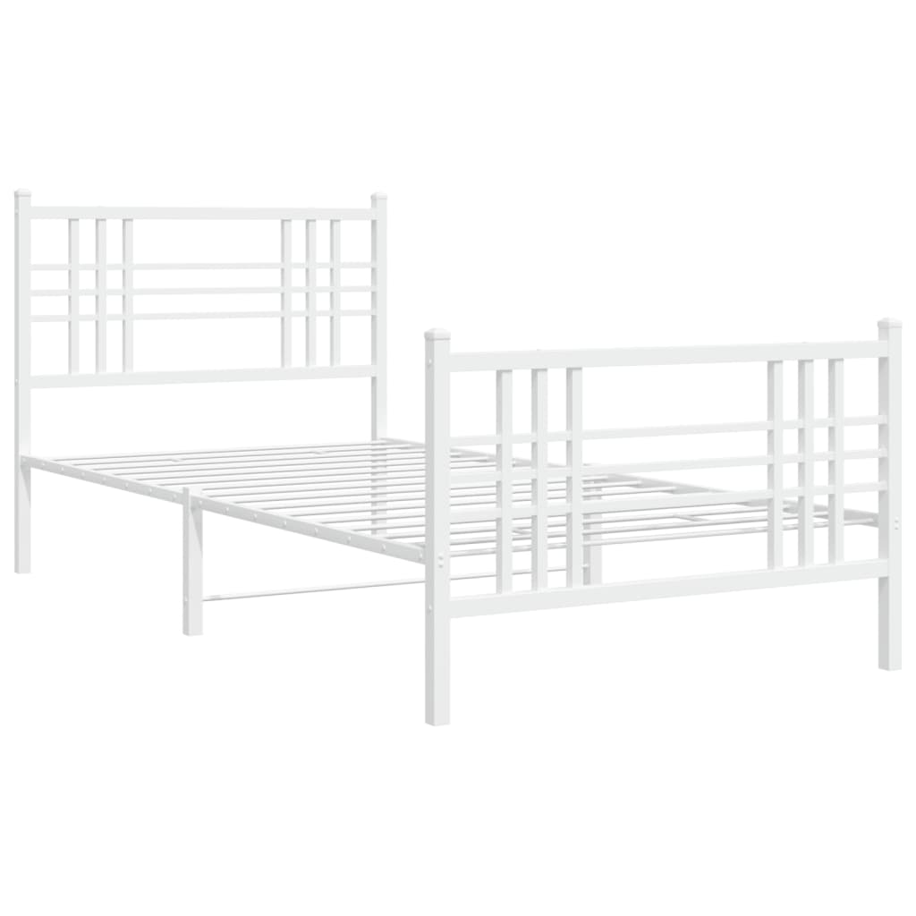 Bedframe met hoofd- en voeteneinde metaal wit 107x203 cm is nu te koop bij PeponiXL, paradijselijk wonen!