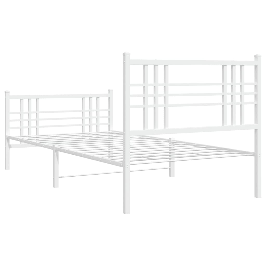 Bedframe met hoofd- en voeteneinde metaal wit 107x203 cm is nu te koop bij PeponiXL, paradijselijk wonen!