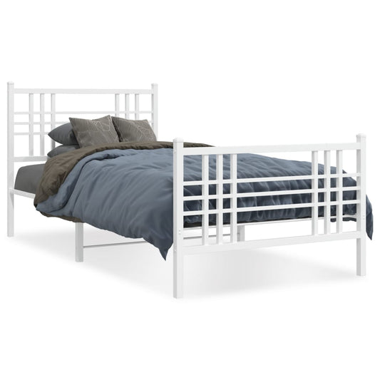 Bedframe met hoofd- en voeteneinde metaal wit 107x203 cm is nu te koop bij PeponiXL, paradijselijk wonen!