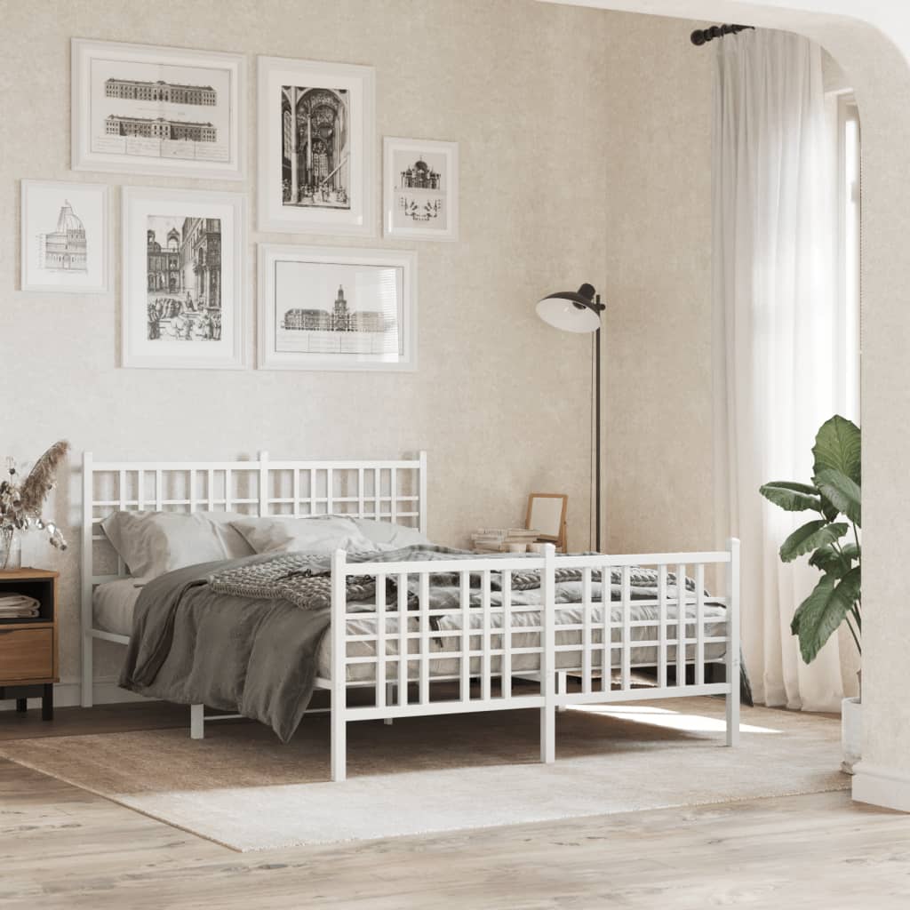 Bedframe met hoofd- en voeteneinde metaal wit 120 x 190 cm is nu te koop bij PeponiXL, paradijselijk wonen!