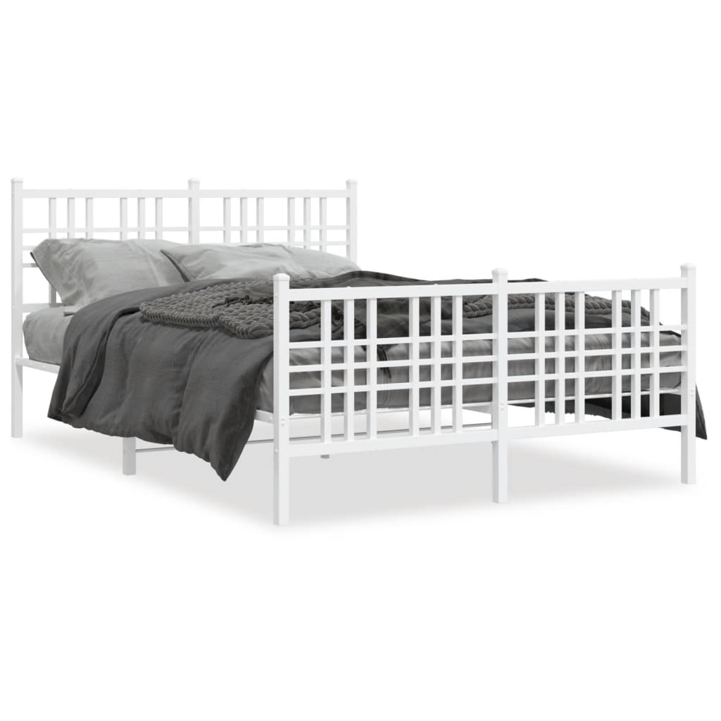 Bedframe met hoofd- en voeteneinde metaal wit 120x200 cm is nu te koop bij PeponiXL, paradijselijk wonen!