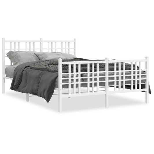 Bedframe met hoofd- en voeteneinde metaal wit 120x200 cm is nu te koop bij PeponiXL, paradijselijk wonen!