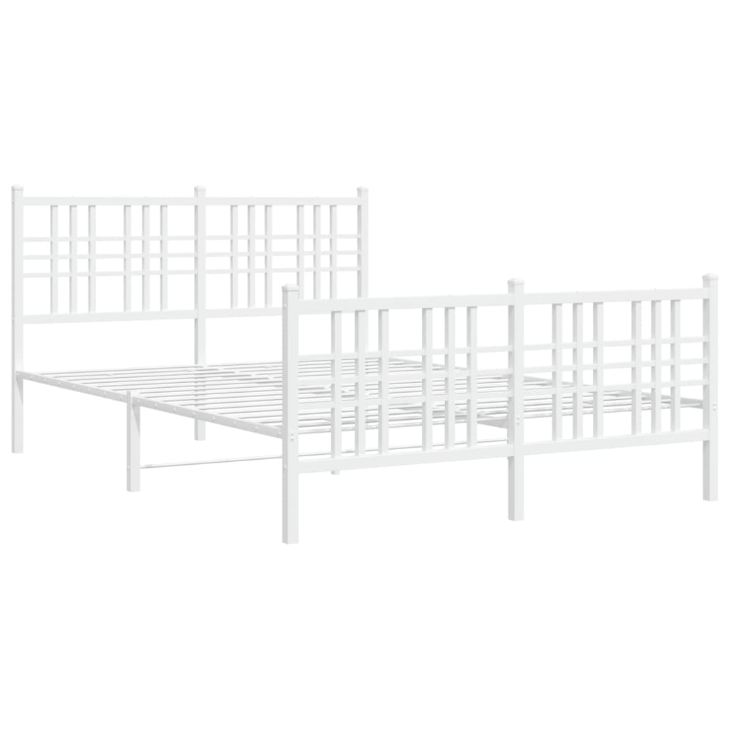 Bedframe met hoofd- en voeteneinde metaal wit 137x190 cm is nu te koop bij PeponiXL, paradijselijk wonen!