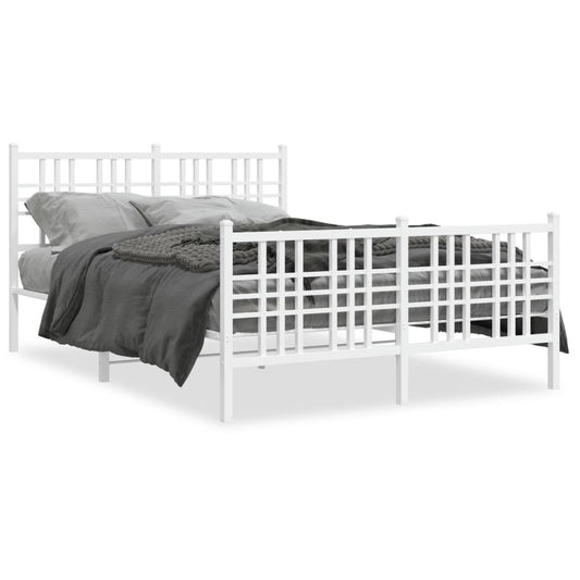 Bedframe met hoofd- en voeteneinde metaal wit 137x190 cm is nu te koop bij PeponiXL, paradijselijk wonen!