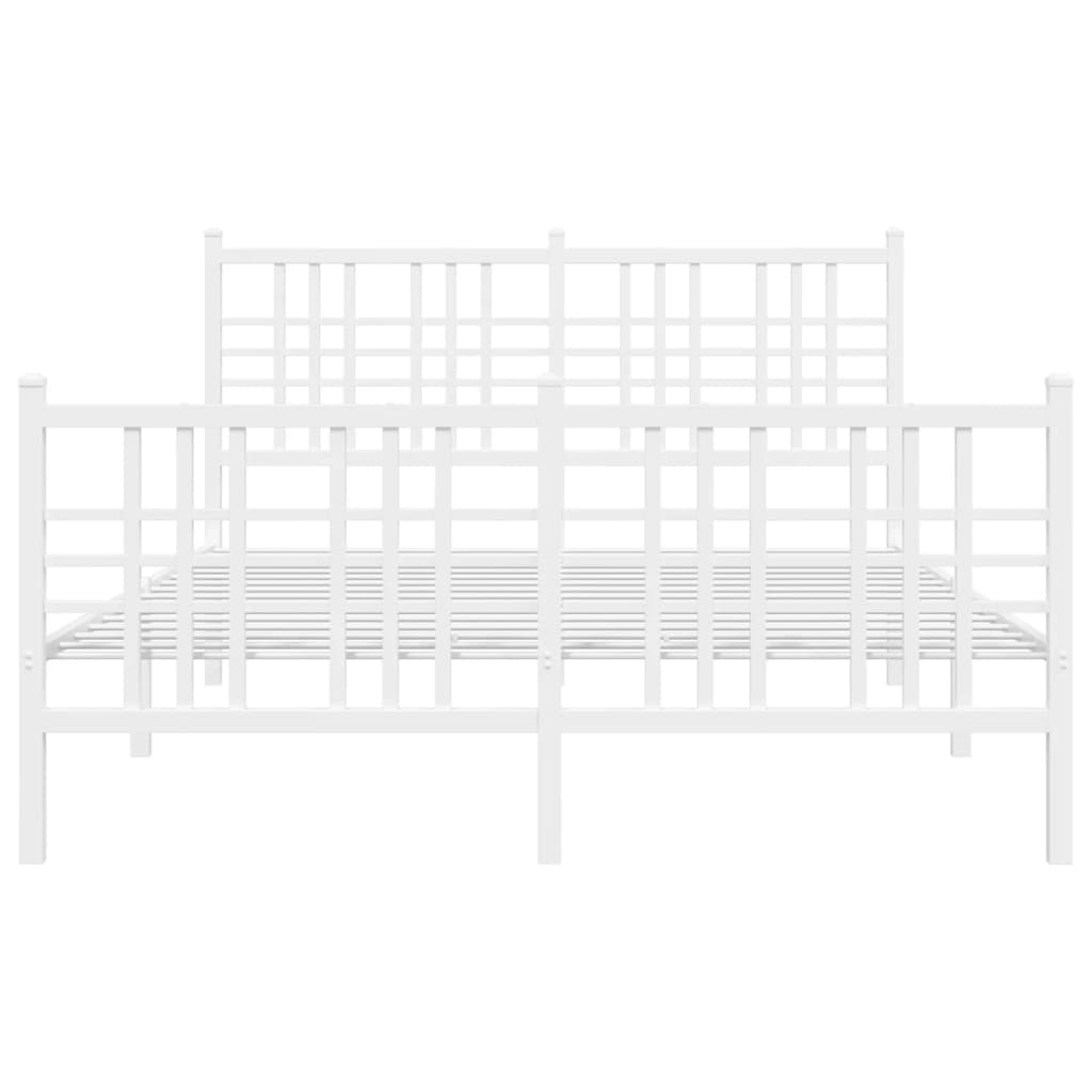 Bedframe met hoofd- en voeteneinde metaal wit 140x190 cm is nu te koop bij PeponiXL, paradijselijk wonen!