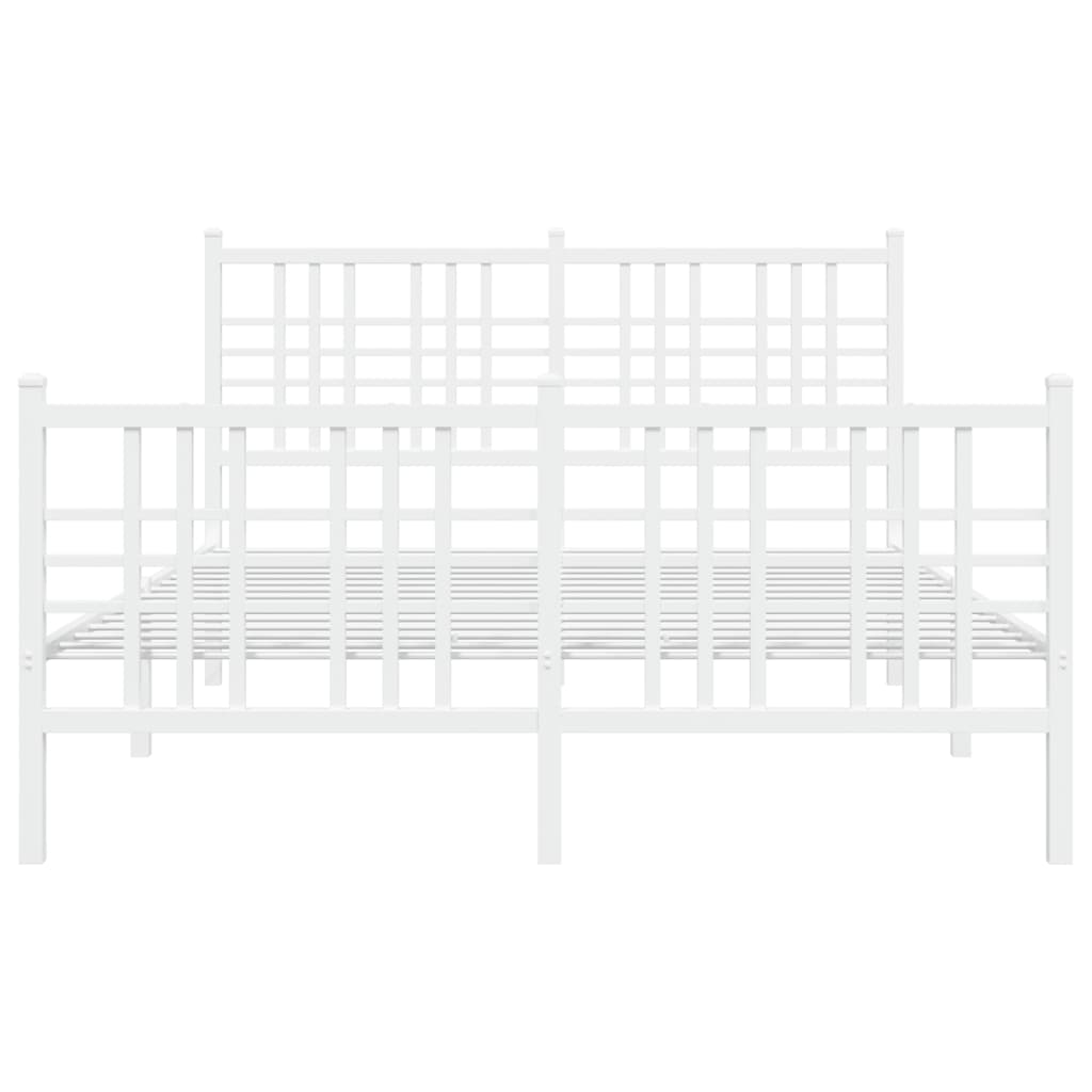 Bedframe met hoofd- en voeteneinde metaal wit 140x200 cm is nu te koop bij PeponiXL, paradijselijk wonen!