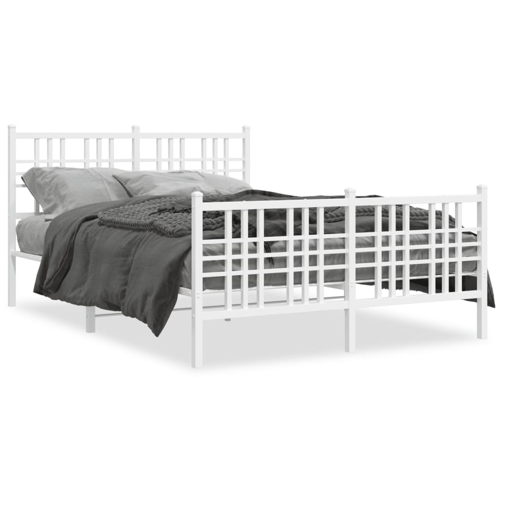 Bedframe met hoofd- en voeteneinde metaal wit 140x200 cm is nu te koop bij PeponiXL, paradijselijk wonen!