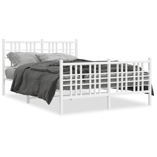 Bedframe met hoofd- en voeteneinde metaal wit 140x200 cm is nu te koop bij PeponiXL, paradijselijk wonen!
