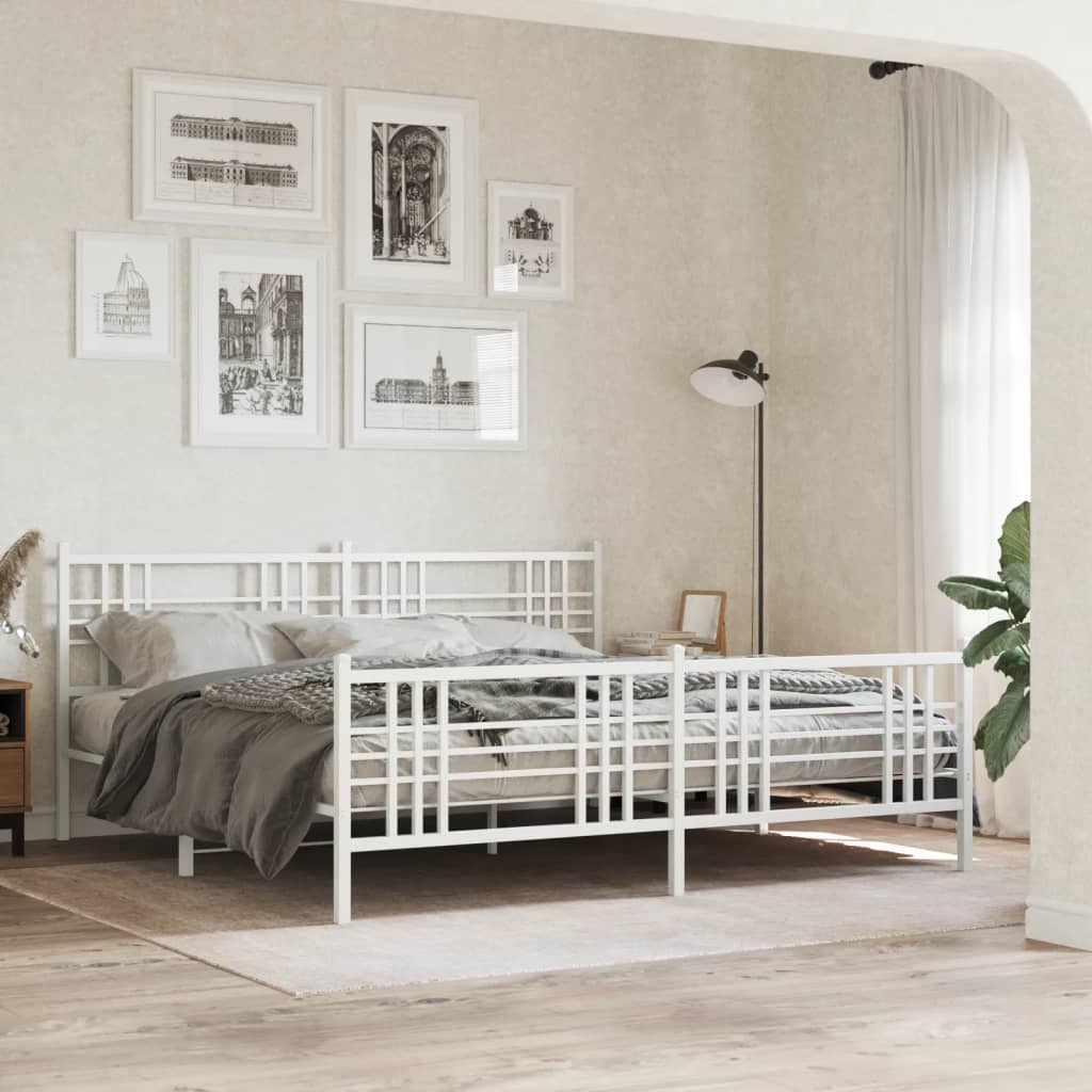 Bedframe met hoofd- en voeteneinde metaal wit 180x200 cm is nu te koop bij PeponiXL, paradijselijk wonen!