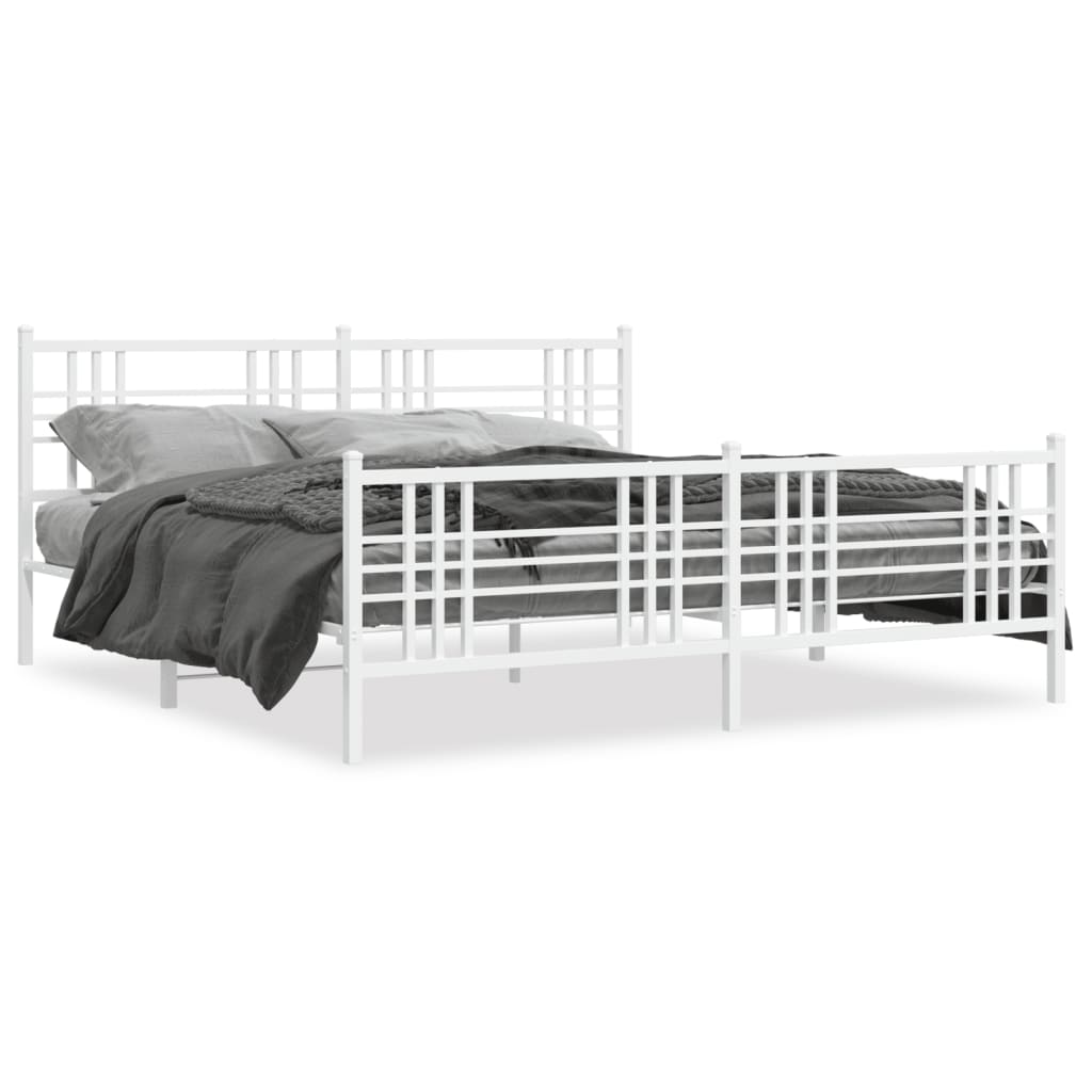 Bedframe met hoofd- en voeteneinde metaal wit 180x200 cm is nu te koop bij PeponiXL, paradijselijk wonen!