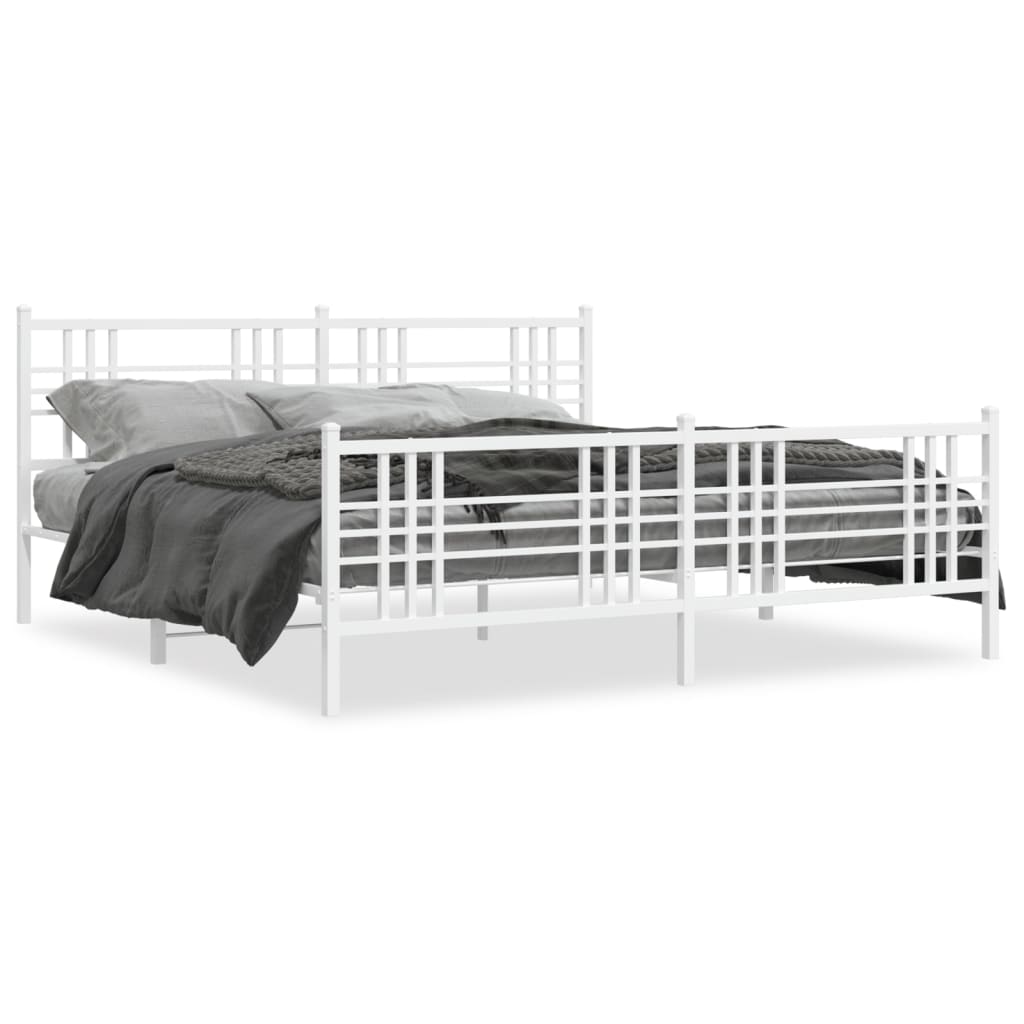 Bedframe met hoofd- en voeteneinde metaal wit 183x213 cm is nu te koop bij PeponiXL, paradijselijk wonen!