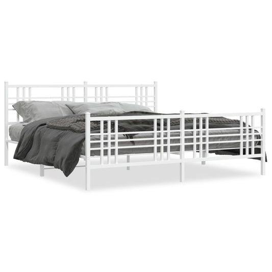 Bedframe met hoofd- en voeteneinde metaal wit 183x213 cm is nu te koop bij PeponiXL, paradijselijk wonen!