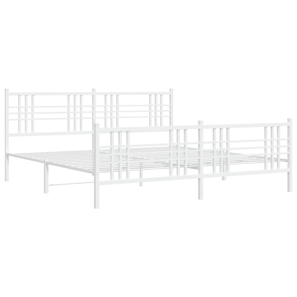 Bedframe met hoofd- en voeteneinde metaal wit 193x203 cm is nu te koop bij PeponiXL, paradijselijk wonen!