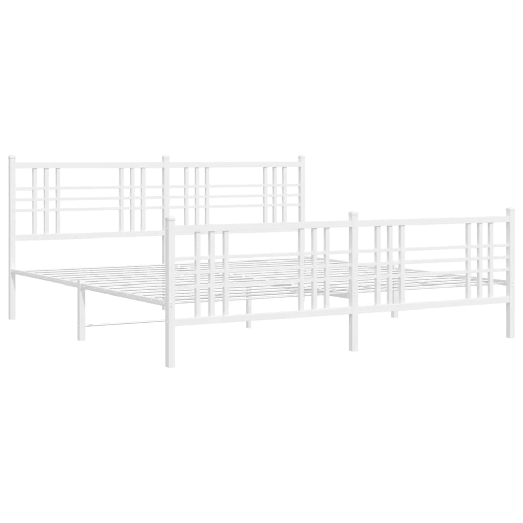 Bedframe met hoofd- en voeteneinde metaal wit 200x200 cm is nu te koop bij PeponiXL, paradijselijk wonen!