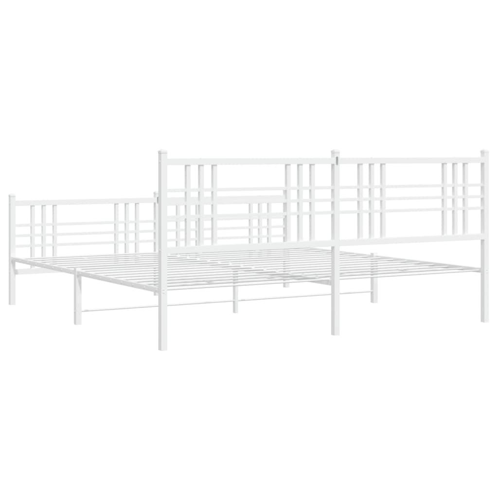 Bedframe met hoofd- en voeteneinde metaal wit 200x200 cm is nu te koop bij PeponiXL, paradijselijk wonen!