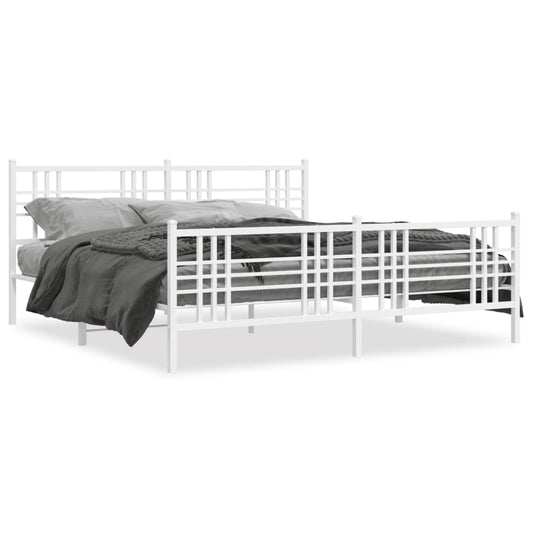 Bedframe met hoofd- en voeteneinde metaal wit 200x200 cm is nu te koop bij PeponiXL, paradijselijk wonen!