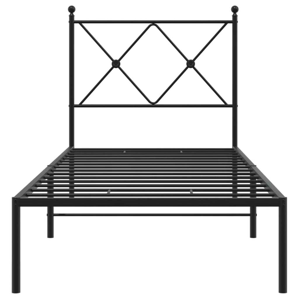 Bedframe met hoofdbord metaal zwart 80x200 cm is nu te koop bij PeponiXL, paradijselijk wonen!