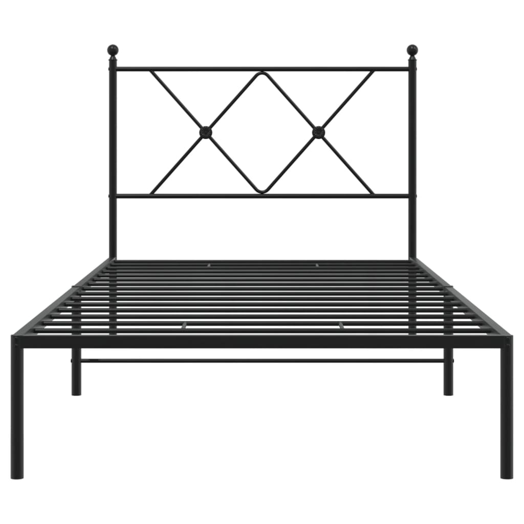 Bedframe met hoofdbord metaal zwart 90x190 cm is nu te koop bij PeponiXL, paradijselijk wonen!