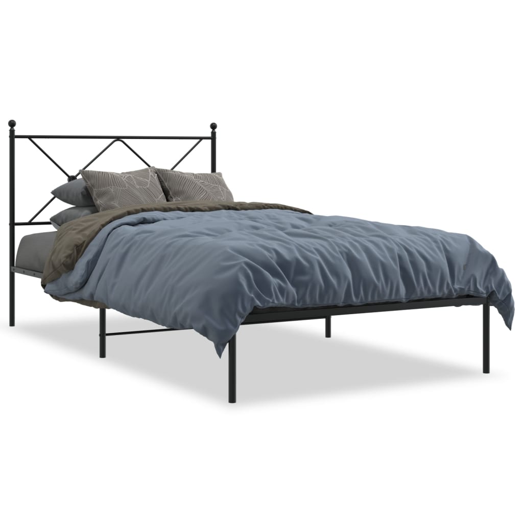 Bedframe met hoofdbord metaal zwart 100x190 cm is nu te koop bij PeponiXL, paradijselijk wonen!