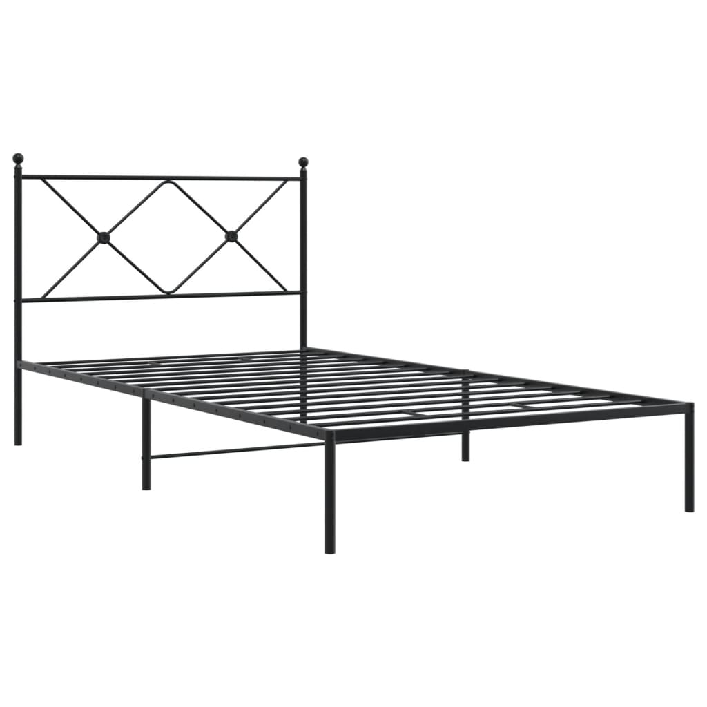 Bedframe met hoofdbord metaal zwart 100x190 cm is nu te koop bij PeponiXL, paradijselijk wonen!