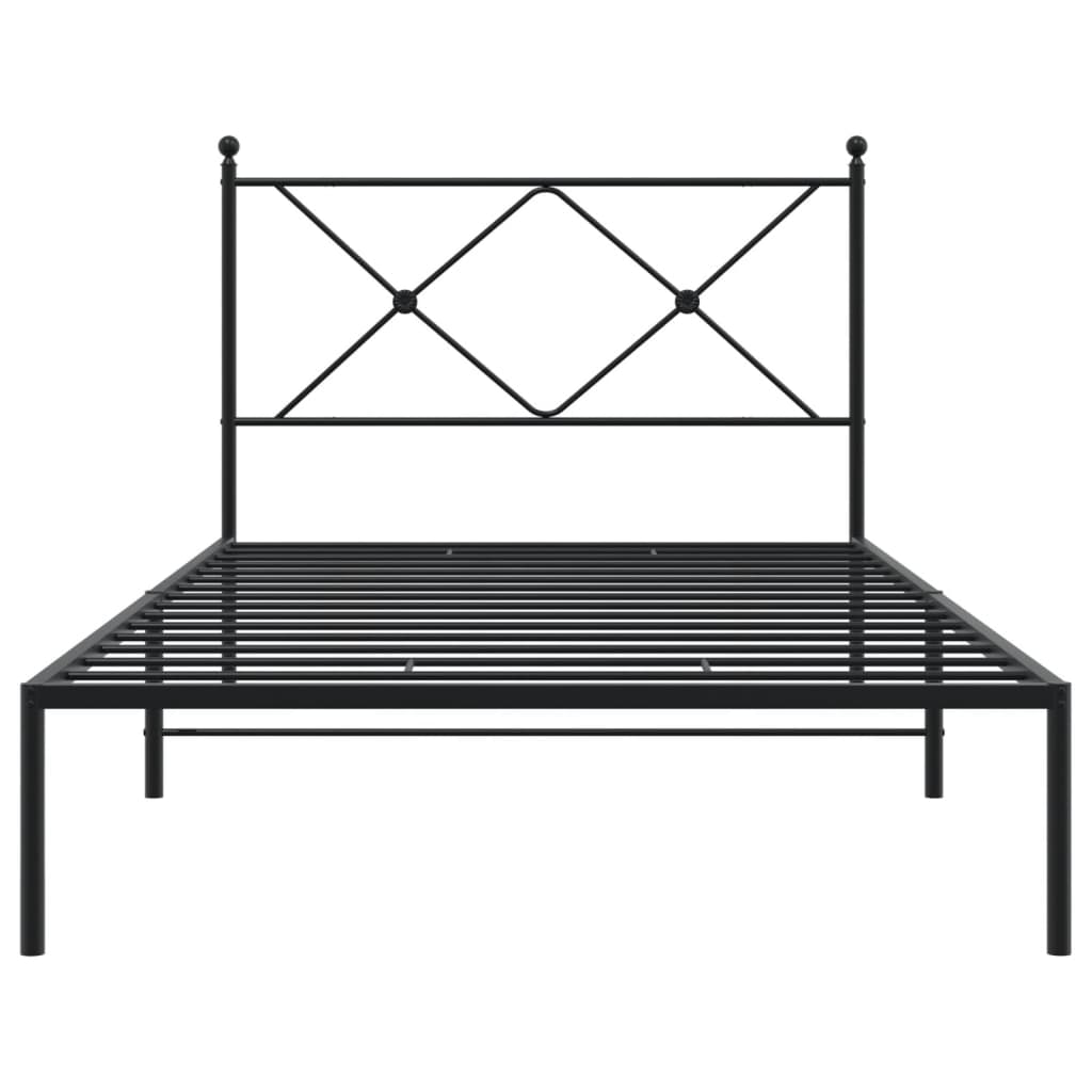 Bedframe met hoofdbord metaal zwart 100x190 cm is nu te koop bij PeponiXL, paradijselijk wonen!
