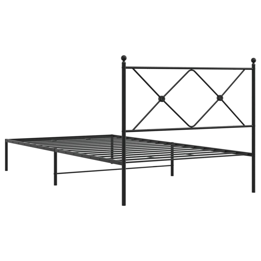 Bedframe met hoofdbord metaal zwart 100x190 cm is nu te koop bij PeponiXL, paradijselijk wonen!