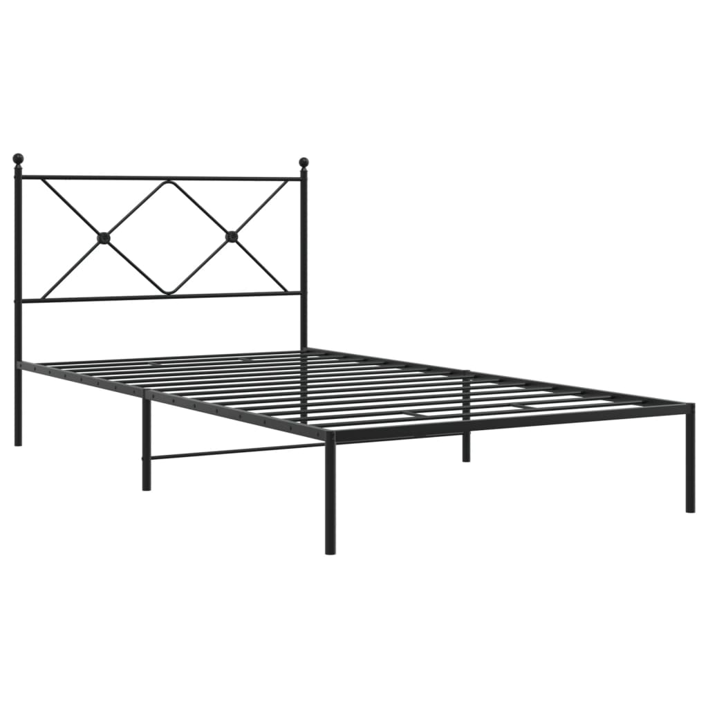 Bedframe met hoofdbord metaal zwart 100x200 cm