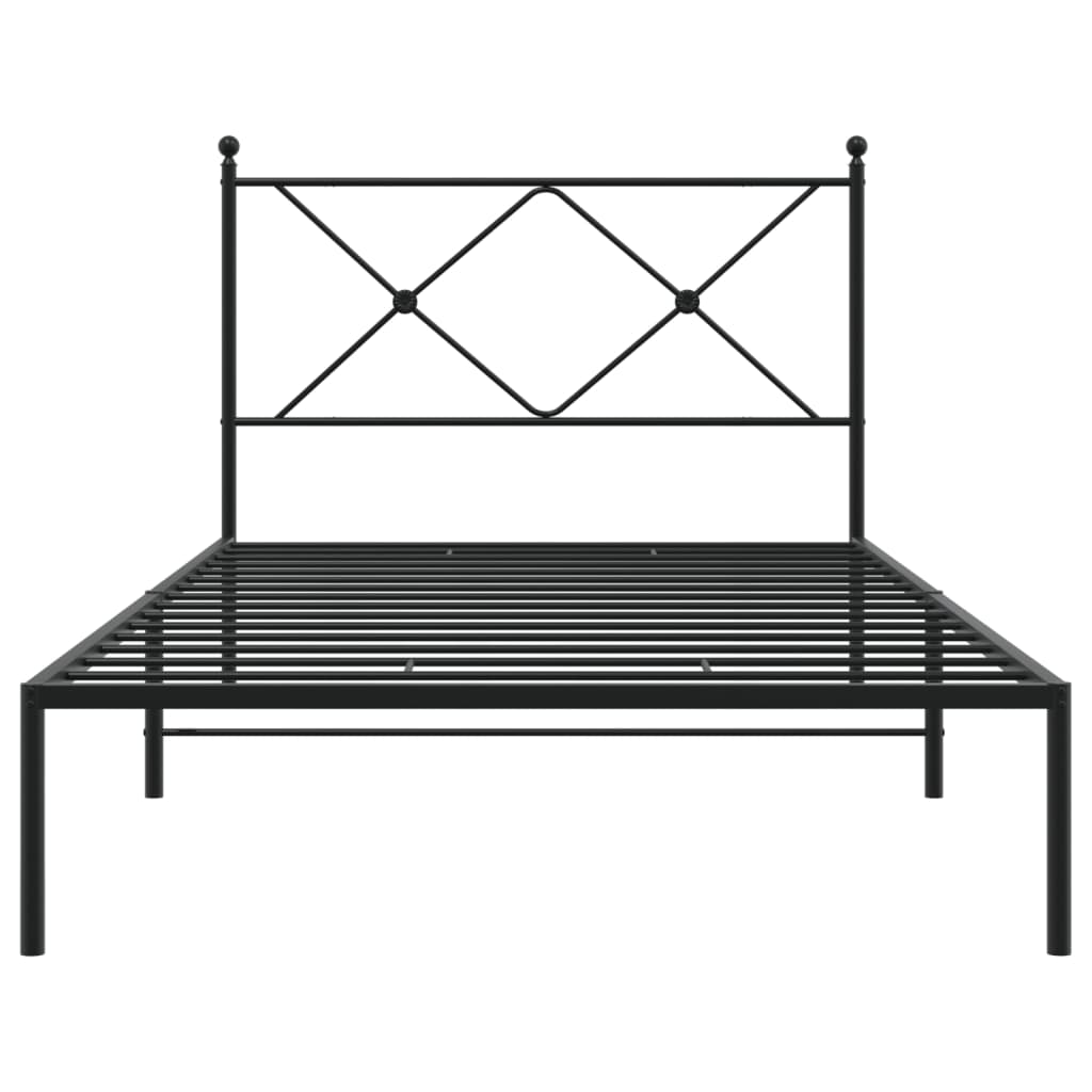 Bedframe met hoofdbord metaal zwart 100x200 cm