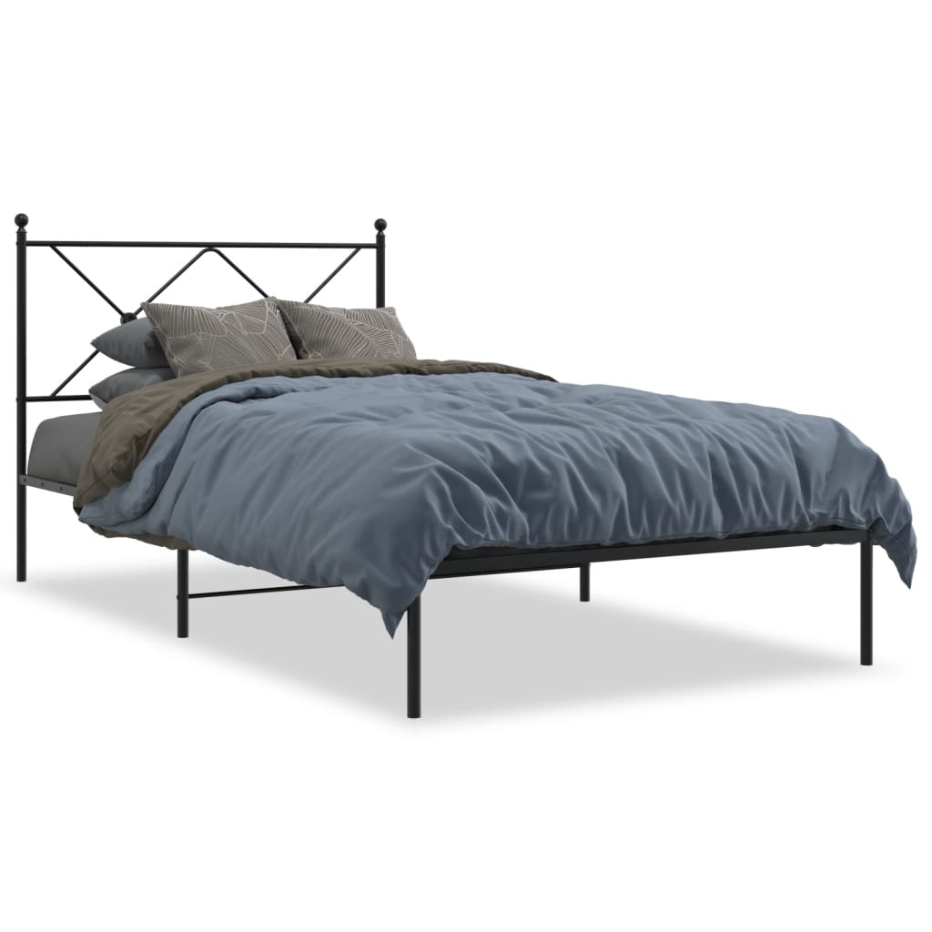 Bedframe met hoofdbord metaal zwart 107x203 cm is nu te koop bij PeponiXL, paradijselijk wonen!