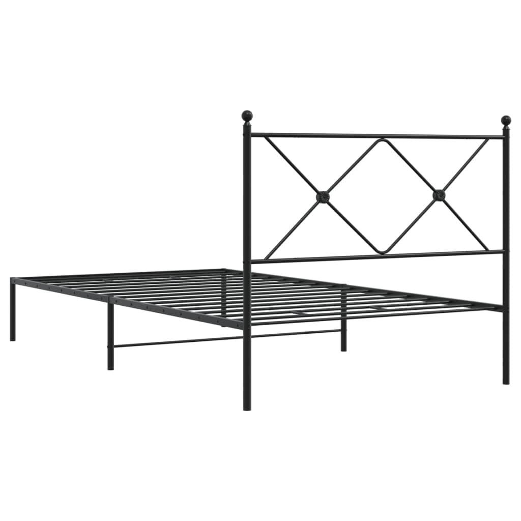 Bedframe met hoofdbord metaal zwart 107x203 cm is nu te koop bij PeponiXL, paradijselijk wonen!