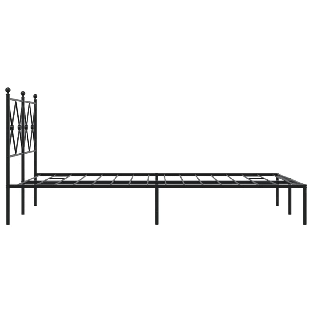 Bedframe met hoofdbord metaal zwart 120x190 cm is nu te koop bij PeponiXL, paradijselijk wonen!