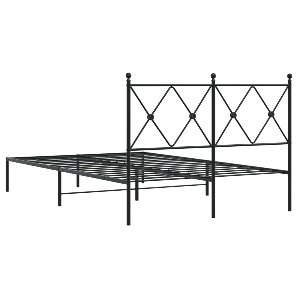 Bedframe met hoofdbord metaal zwart 120x190 cm is nu te koop bij PeponiXL, paradijselijk wonen!