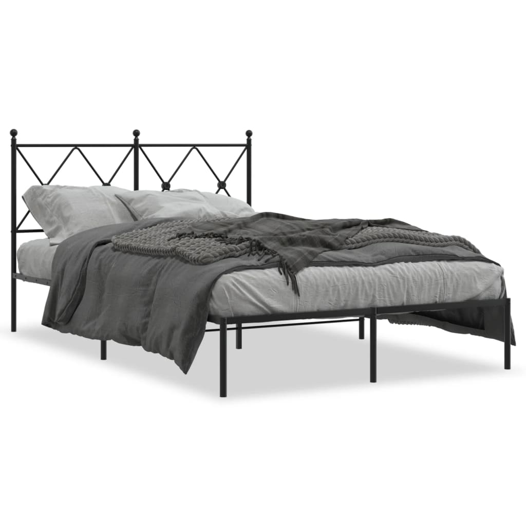 Bedframe met hoofdbord metaal zwart 120x190 cm is nu te koop bij PeponiXL, paradijselijk wonen!