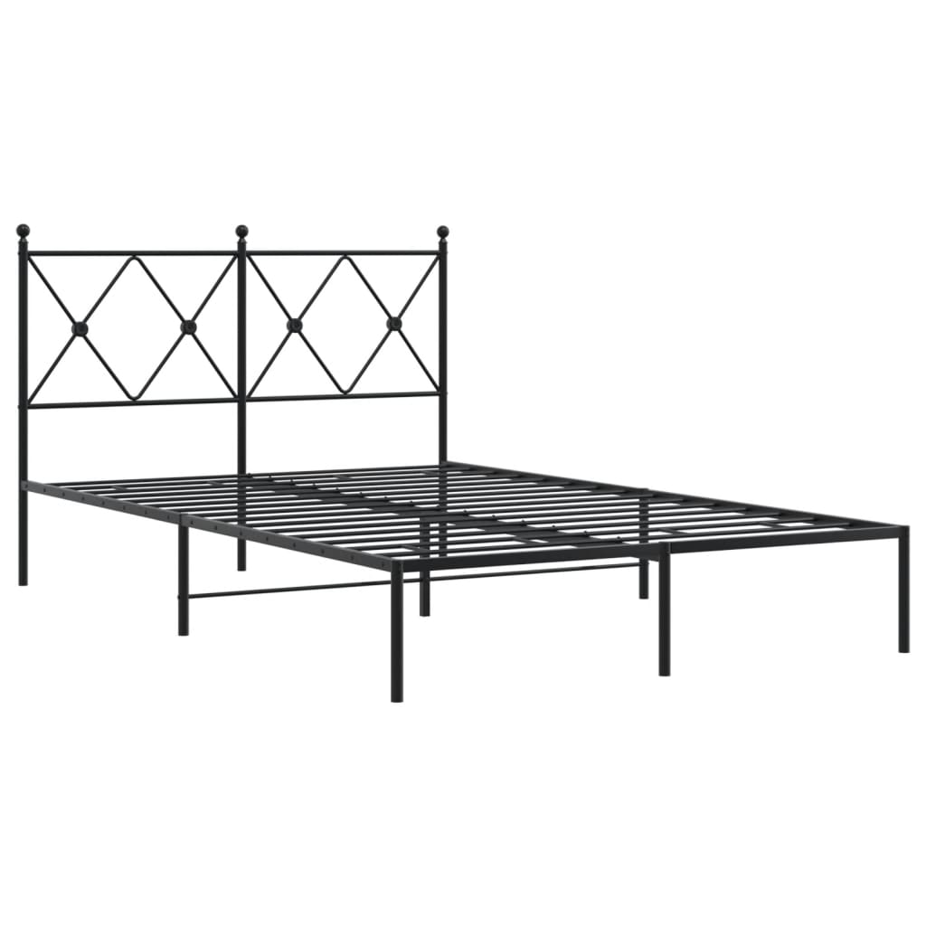 Bedframe met hoofdbord metaal zwart 120x200 cm is nu te koop bij PeponiXL, paradijselijk wonen!