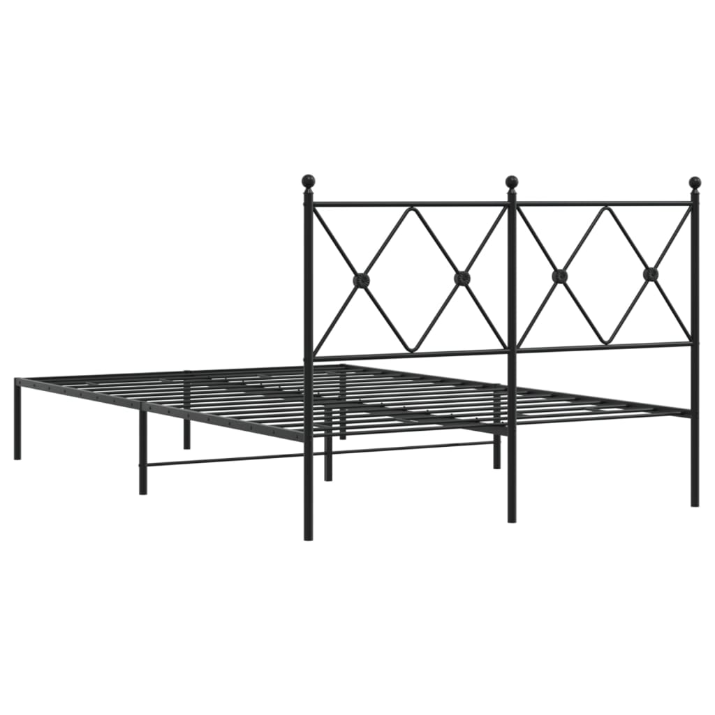 Bedframe met hoofdbord metaal zwart 120x200 cm is nu te koop bij PeponiXL, paradijselijk wonen!