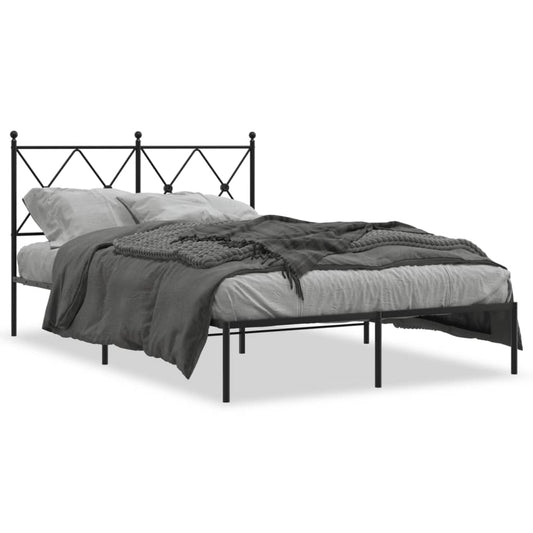 Bedframe met hoofdbord metaal zwart 120x200 cm is nu te koop bij PeponiXL, paradijselijk wonen!